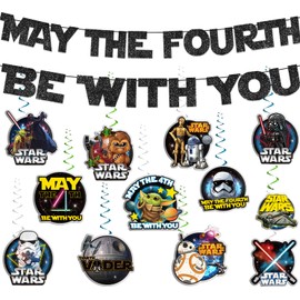 Star Birthday Party Decorations Banner Set Need DIY Include Cool Theme 1pc Banner and 12pcs Hanging Swirls for Birthday Party Supplies Decor