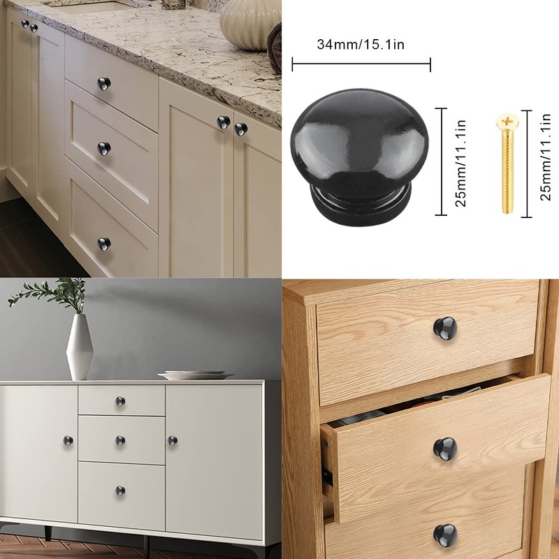 Yijunmca 12 Pack Cabinet Knobs Round Pulls 34mm Wooden Knobs