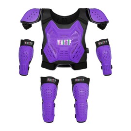 Kids Dirt Bike Gear- Motorcycle Protective Gear Chest Protector Youth Motocross Gear Body Armor Vest Knee Guards and Elbow Full Body Protection Suit (Purple)