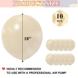 Balloons Sand White 18 Inches, 10 Pieces Beige Large Balloons Giant Balloons 18 Inch Sand White Balloons Cream Naked Balloons for Wedding Baby Shower Engagement Party Decorations