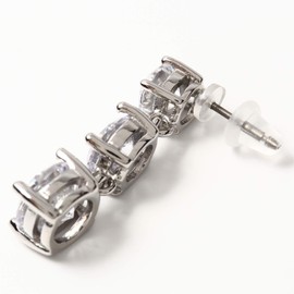 (Produced by Yumi Katsura) CZ, Finest Zirconia, Earrings, 3 Pieces, Swaying, Ladies, Popular, Large, Luxurious, 0.24 inch (6 mm), 0.3 inch (7 mm), 0.3 inch (8 mm), Cubic Zirconia, Cubic Zirconia