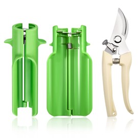 INJOYTEC Rose Thorn Remover Set Cleaner 2PC Thorn Stripper Tool Stripper and Curve Gardening Scissor Removal Leafs for Professional Florist Home Shop Gardening Floral Arrangements Green