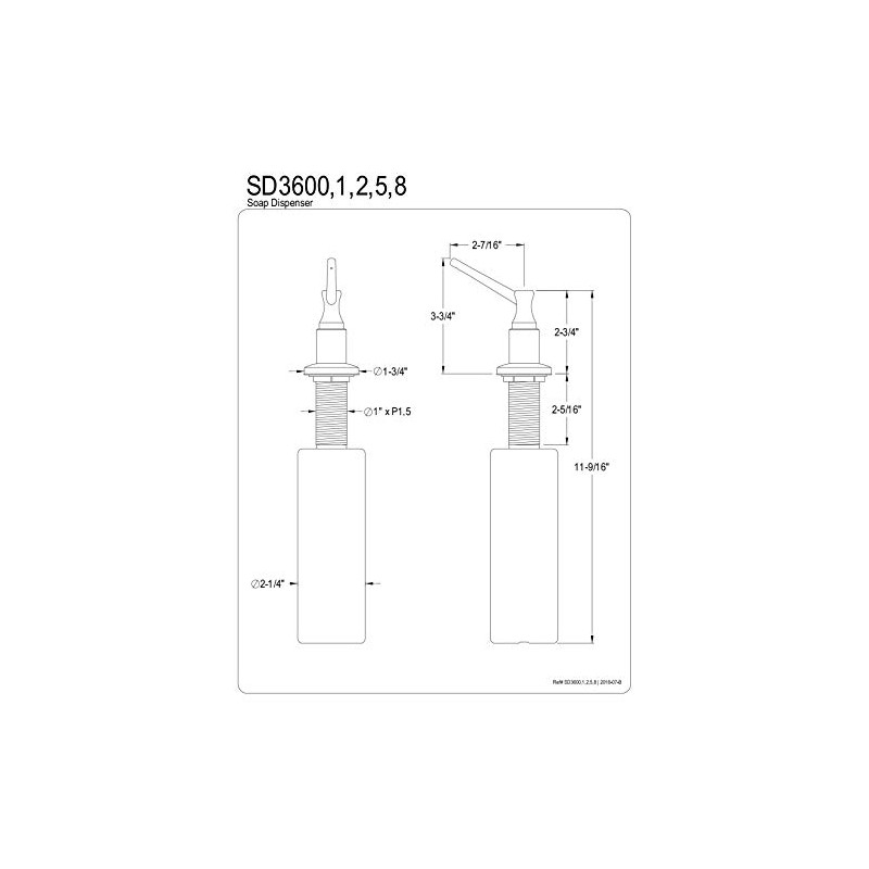 Kingston Brass SD3608 Restoration Soap Dispenser, Brushed Nickel, 11.56 x