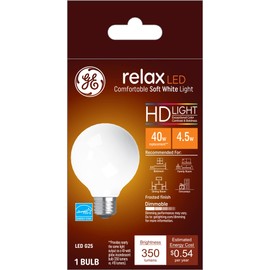 GE Relax LED Light Bulbs, 40 Watt, Soft White, G25 Globe Bulb, Medium Base (1 Pack)