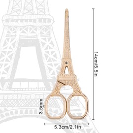 SUNNYCLUE 5.5 Inch Embroidery Sewing Scissors, Vintage Stainless Steel, European Eiffel Tower Scissors for Fabric and Paper Cutting, Crafts, Threading, Household, Daily Use, Cross Stitch, Light Gold