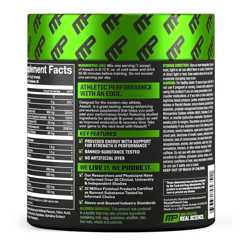 Musclepharm Pre-workout Assault C/ Creatina Y Beta A /30 Srv