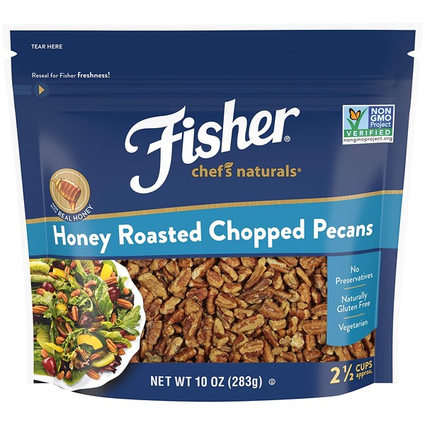 Fisher Chef's Naturals Honey Roasted Chopped Pecans, 10 oz, Naturally Gluten Free, No Preservatives, Non-GMO