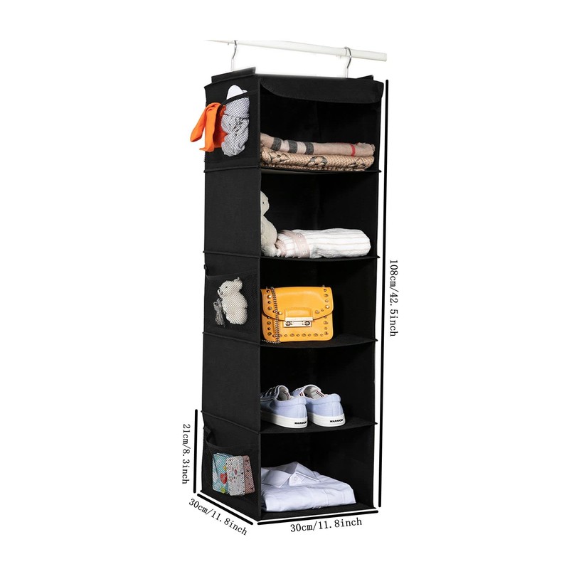 BrilliantJo Hanging Storage, 5 Compartments, Camping Wardrobe Organiser with Iron