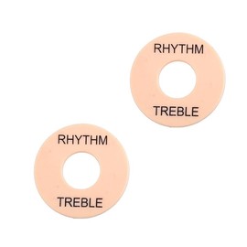 DIAO79NI Pro Self Adhesive LP Guitar Toggle Switch Plate Washer Pickup Switch Rhythm Treble Ring for USA Les Paul Style Electric Guitar, Vintage Cream with Black Words (Set of 2)