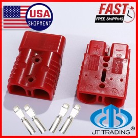 JTtrading 175A Battery Quick Connect Disconnect Jumper Connectors Cable Kit Plug Winch Red