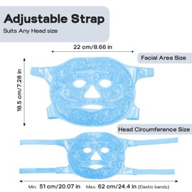 GEN'C BEAUTY Ice Face Mask 2-Pack (Blue & Pink) – Reusable Gel Mask with Adjustable Strap for Hot & Cold Compress