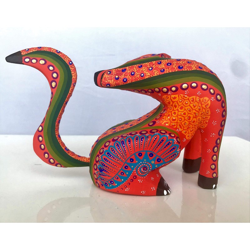 ALKIMIA INC Mexican Alebrije Seated Coyote Wood Carving Handcrafted Sculpture