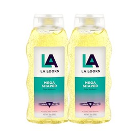 L.A. Looks Mega Shaper Hair Gel - Mega Level 9 Hold - Hair Gel for Women - Lasts All Day - Non-Sticky, Alcohol-Free, No Flaking - 2 pc