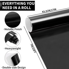 Black Metallic Wrapping Paper Roll- 17in X 23Ft Metal Wrapping Paper Roll for Gift Wrapping Solid Color Paper for Christmas,Birthday,Wedding,Baby Shower PAP12BK07