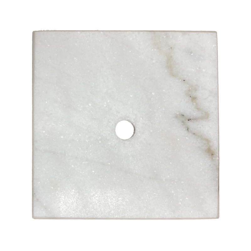 Lamp/Sculpture Base-Marble-5"-Square: Black or White (1 Pc.) (5" Marble-Square-White-No Cord