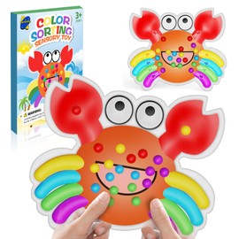 RMOKISIN Crab Color Sorting Sensory Toy,Montessori Travel Game for Toddlers, Perfect Christmas Stocking Stuffer,Enhances Fine Motor Skills & Ideal for Autism Fidgets, Suitable for Boys Age 3-5