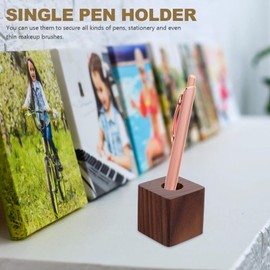 WOFASHPURET Walnut Pen Stand Fountain Pen Rack Clear Pen Rack Wood Pen Rest Single Pen Cup Makeup Brush Rack Vertical Pen Display Stand Pen Display Rack Office Pen Holder Desktop