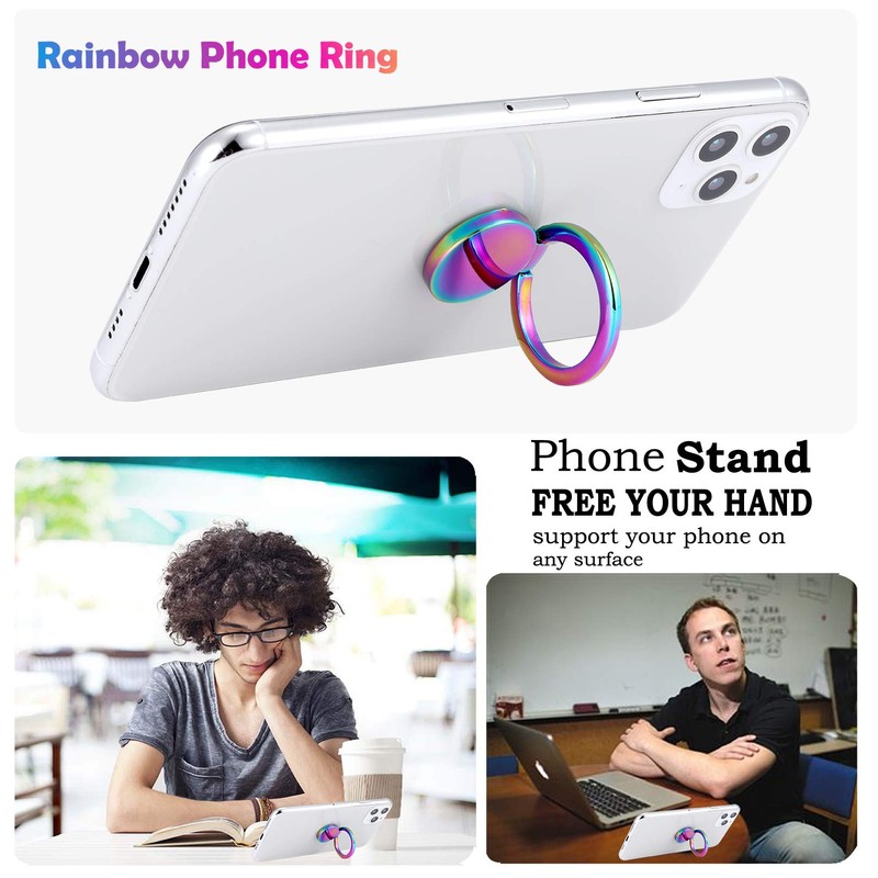 lenoup Rainbow Cell Phone Ring Stand Holder,Multicolor Ring Grip Kickstand,Iridescent
