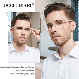 OCCI CHIARI Big Square Reading Glasses 3.5 Men lightwight Readers 1.0 1.25 1.5 1.75 2.0 2.25 2.5 2.75 3.0 3.5 4.0 5.0 6.0 Wide Fitment