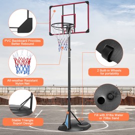 MIUDGIG 7.5-9.2ft Portable Basketball Hoop & Goals, Adjustable Height Basketball Goal System, Basketball Hoop Stand with 32Inch Weather-Resistant Backboard & 17" Rim for Youth/Adults, Indoor/Outdoor
