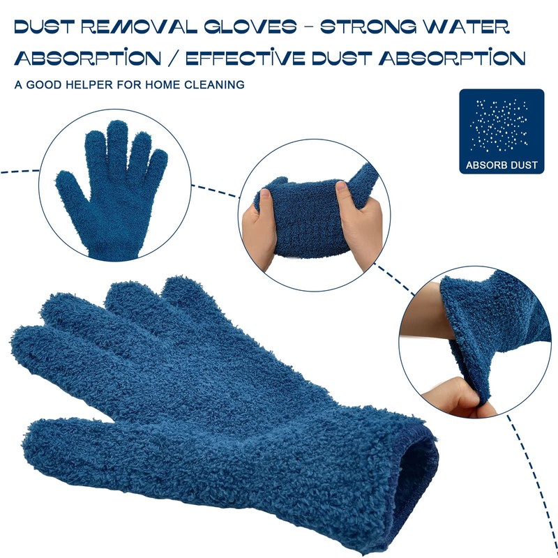 BLMHTWO 2 Pairs Microfiber Dusting Gloves Washable Microfiber Gloves Mitt
