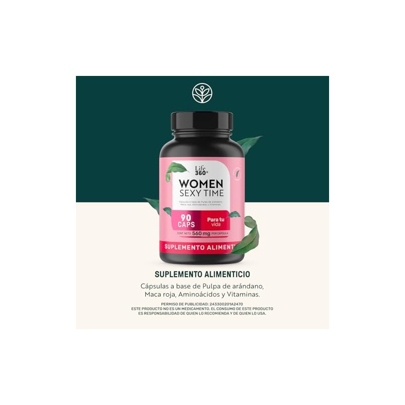 Life 360 Women Sexy Time Cápsulas Maca Roja Tirosina Vitaminas