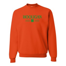 Go All Out XX-Large Orange Mens Hooligan Funny Shamrock Irish St Patricks Day Sweatshirt Crewneck