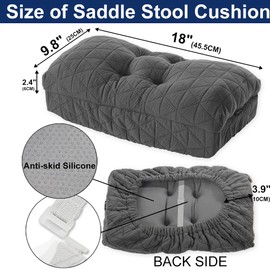 BUYUE Saddle Stool Seat Cushion, Luxury Triangle Fashion Jacquard with Anti-Skid Silicone Bar Stool Cushion Padded (Dark Grey, Rectangular,1 Count)