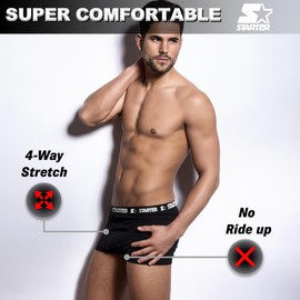 Starter Cotton Span Men’s Trunk – 3 Pack, Men’s Underwear Trunks, Soft & Comfortable Waistband, Anti-Chafing (US, Alpha, Small, Regular, Regular, Black/Blue/Red)