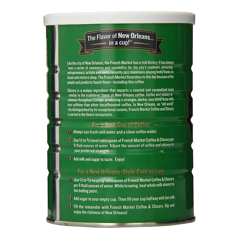 French Market Coffee & Chicory Decaffeinated Medium-Dark Roast Ground Coffee,