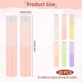 30Pcs 0.14oz Twist up Lip Balm Tubes, Colorful Rotatable Empty Lip Balms Container, Plastic Refillable Lip Balm Bottles With Stickers for DIY Handmade Lip sticks,Chapsticks,Solid Perfume