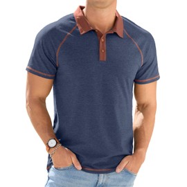 Sailwind Mens Short Sleeve Polo Shirts Cotton Golf Shirts Fashion Casual Raglan Navy Blue