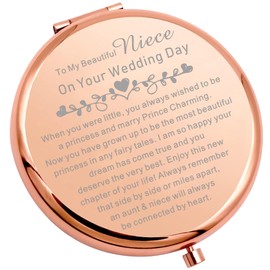WSNANG Niece Wedding Gift Folding Makeup Mirror Wedding Gift for Niece to My Niece On Her Wedding Day Gifts Bride Gift from Aunt (connected by heart Mirror)