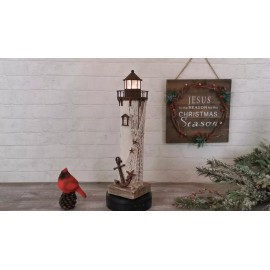 Decor Wooden Nautical  Lighthouse Decor with Light Rustic Ocean Sea Beach Handcrafted