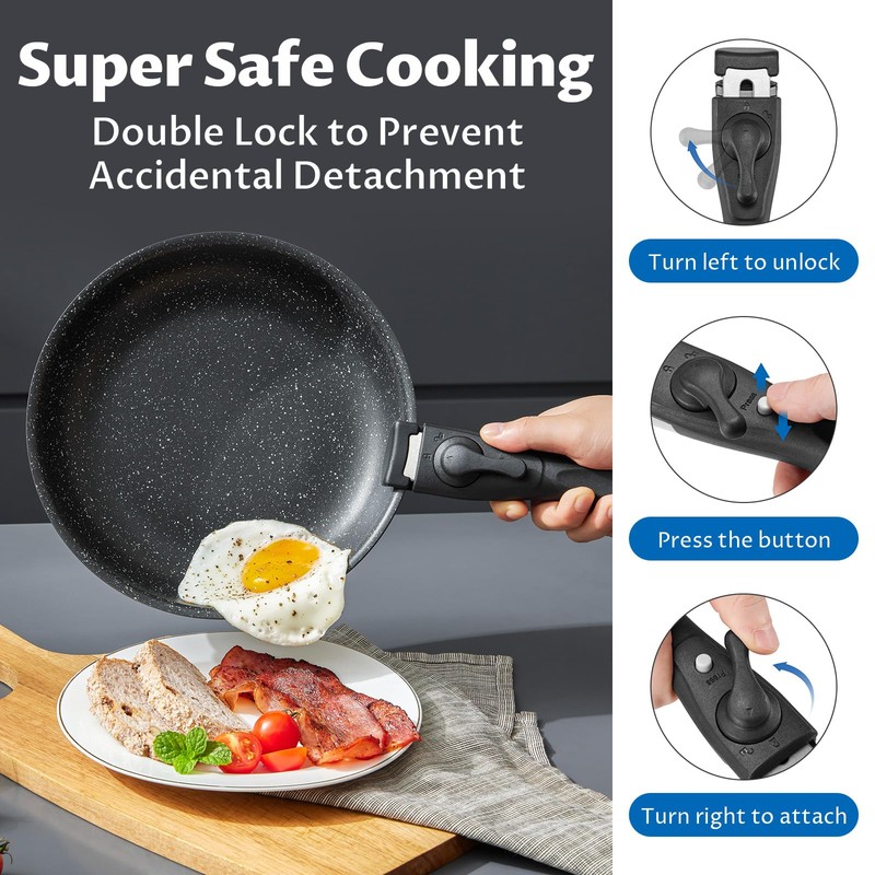 BEZIA Induction Cookware Set 10 Pieces, Nonstick Pots and Pans