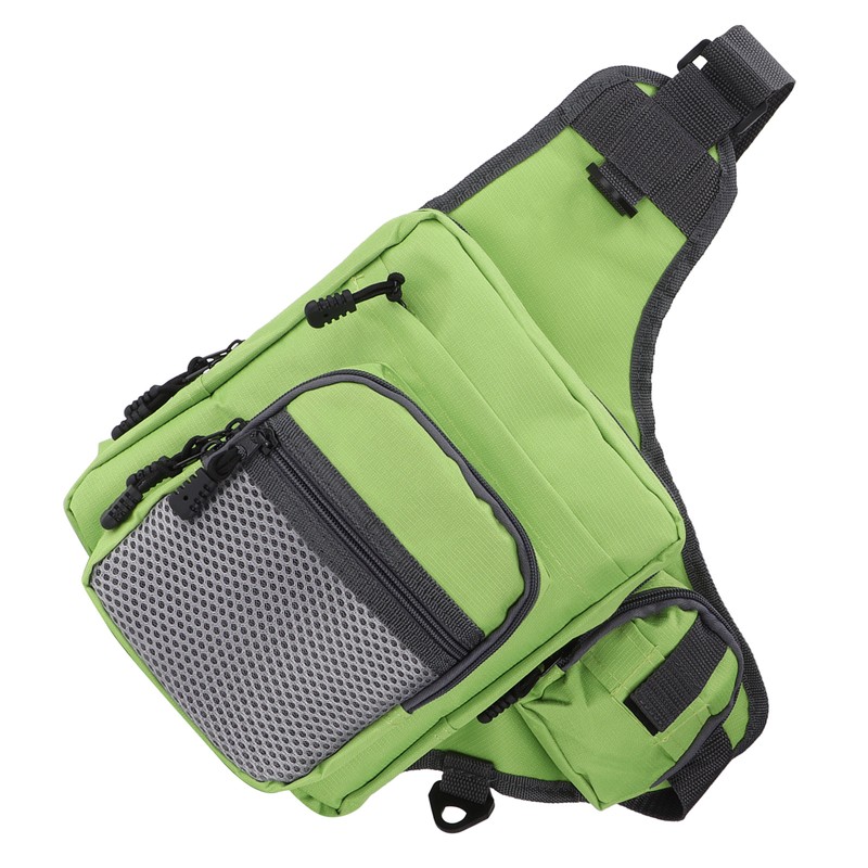 Polyester Multifunctional Fishing Tackle Crossbody Bag with Adjustable Shoulder Straps(Green