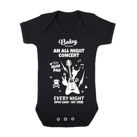 Baby Moo's ROCK CONCERT Baby Grow for Boys or Girls | Rock n Roll Metal Vest Bodysuit - Music New Baby Gifts (6-12 months)
