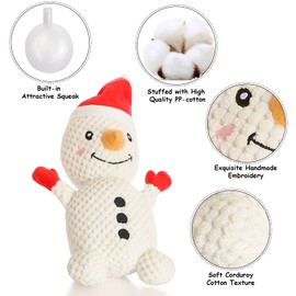 Senneny Dog Christmas Toys Snowman, Stuffed Squeaky Toys for Dogs Puppy, Plush for Large Medium Small Dogs, Interactive Durable Dog Chew Toys