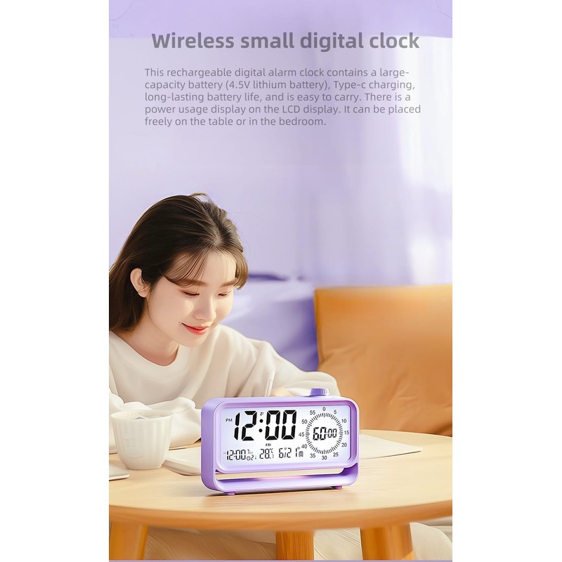 YHFITN Digital Alarm Clock Night Light Visual Timer, LCD Time