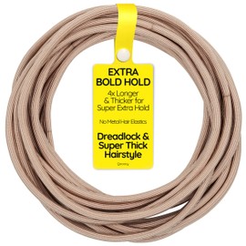 Qooocy 12-Pack 4x Extra Long Hair Ties - Ideal for Dreadlocks, Curly, Extra Thick Hair - Durable, Oversized, and Gentle Ponytail Holders, Beige