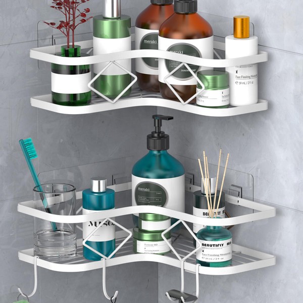 Kadolina 2 Pack Adhesive Corner Shower Caddy Shelf, Bathroom Shower
