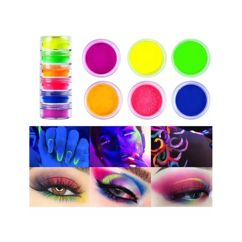 Xiaoya Sombras Para Ojos Maquillaje Pigmentos Uñas Neon 6 Colores