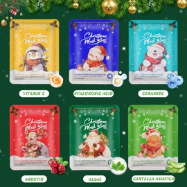 WEILAOK Moisturising Mask, Face, Collagen Mask, Korean Collagen Mask, Advent Calendar Skin Care, Korean Face Mask, Face Mask Set, Christmas Gifts for Women, 6 Pieces