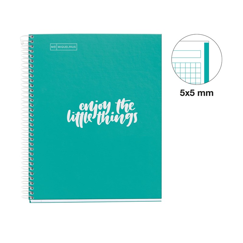 Miquelrius 46563 Notebook A5 100 Grid 90 g Messages Turquoise