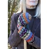 Pachamama Women Wool Mittens Fleece Lined Handknitted Fairisle Green Multicoloured