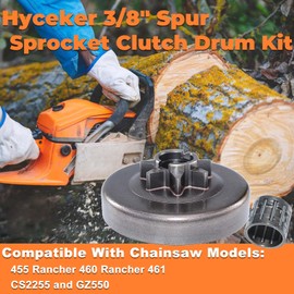 Hyceker 3/8"-7 Spur Sprocket Clutch Drum Kit for Husqvarna 455 460 Rancher 461 Jonsered CS2255 Redmax GZ550 Chainsaw, 3/8 Pitch Spur Clutch Drum Cover Worm Gear Fit Husky 455 460 Chainsaws 537291604