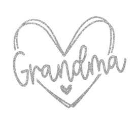Grandma Double Heart Iron On Decal, Grandma Shirt Transfer, DIY Craft, Grandmother Family Tshirt Patch, HTV Graphic Ready To Apply, Pick Size & Color, Iron-On Almost Anything (Silver Glitter)