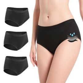 VOXSHE Incontinence Underwear for Women Washable Leakproof Womens Incontinence Panties for Light Bladder Leaks, 50ml Absorbent Underwear for Women Black 3pk M