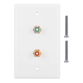 Dual RCA Connector Wall Plate RCA Insert with White Center Jack Wall Plate Panel Wall Mount Outlets for Subwoofer,Stereo Receiver and Other Equipment