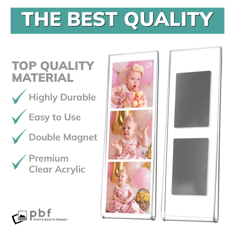 Photo Booth Frames Acrylic Magnetic with Insert 100 Pack (White)